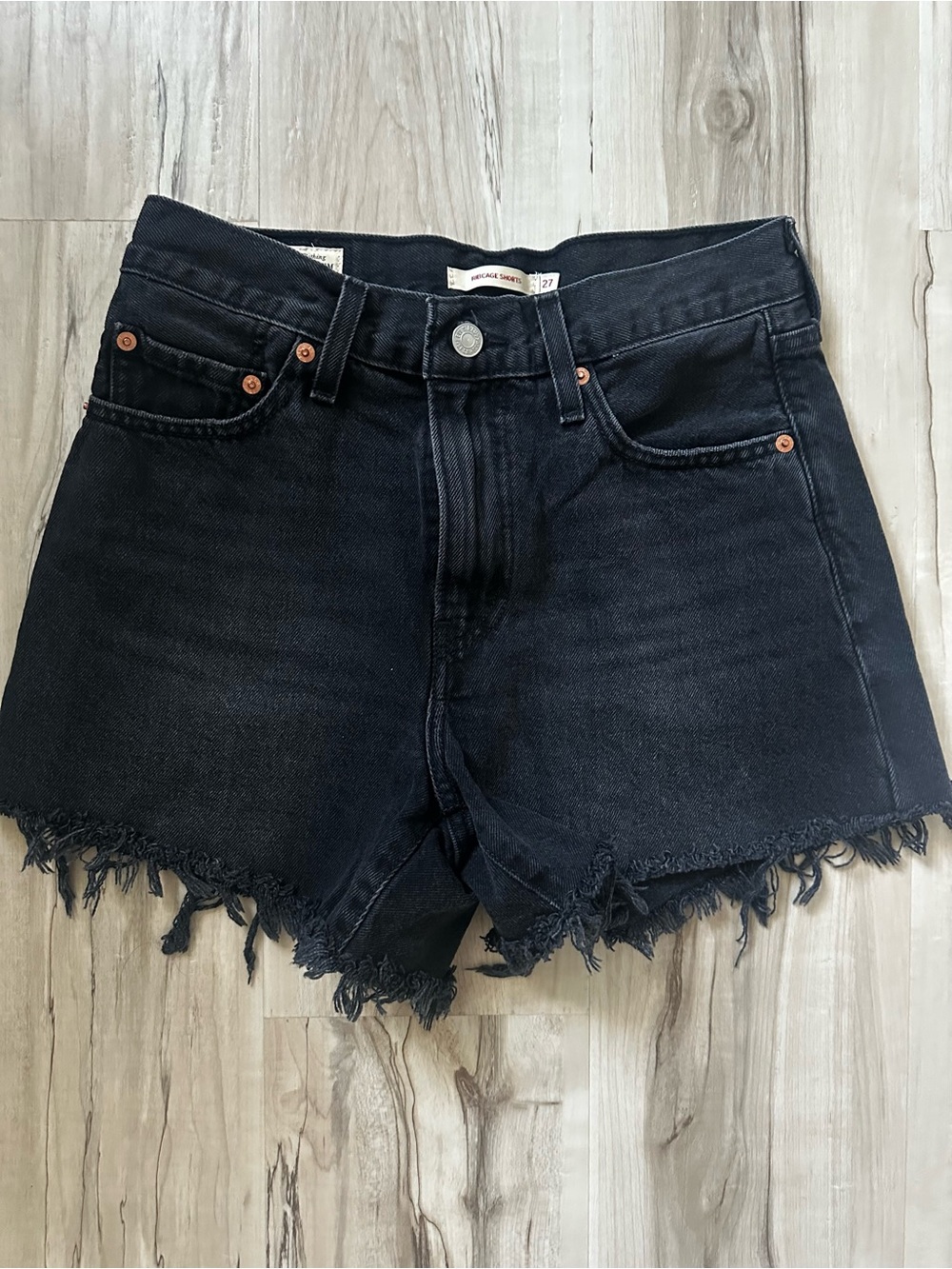 Levi's Black ribcage denim shorts
